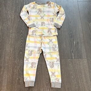 Burt’s Bees Bunny Print Pastel Stripe Pajama Set - Gray Trim